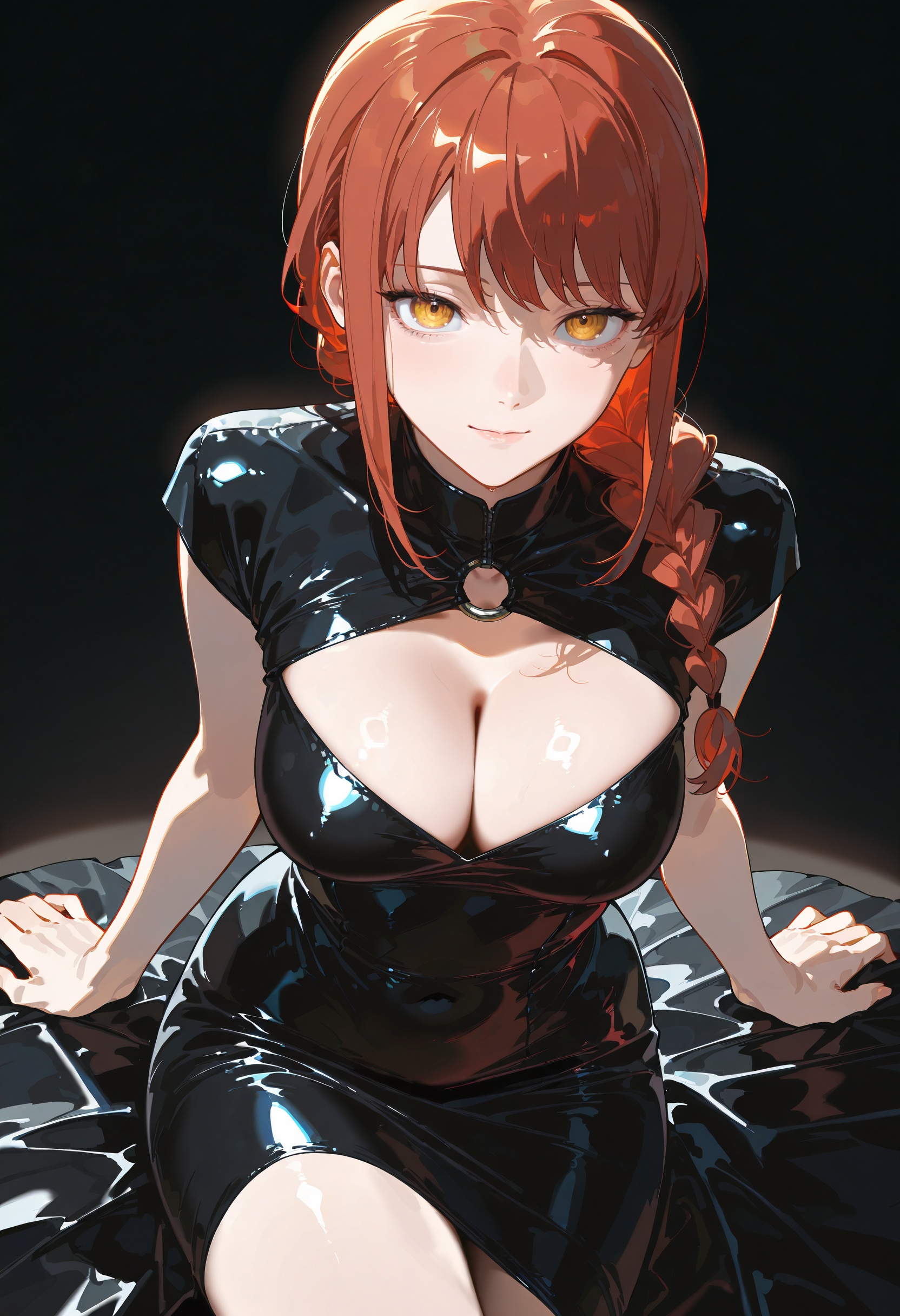 1girl,  solo,  black latex dress on Tensor.Art