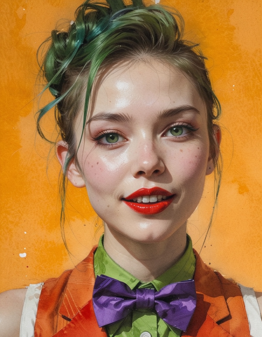 painting by Chien Chung Wei,  a contemporary watercolor painting,  tightly framed portrait on Tensor.Art