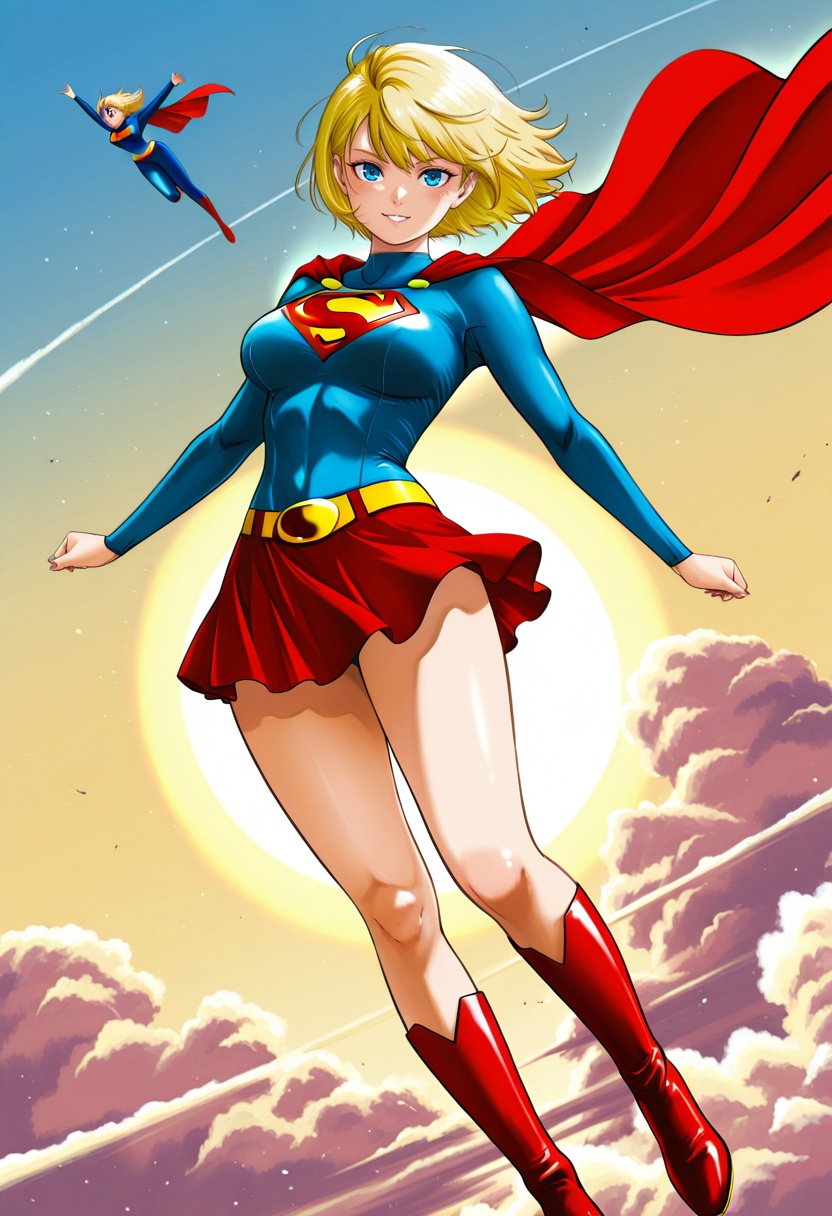 nyoro_nyorozou_XLL,  super-girl,  red cape on Tensor.Art