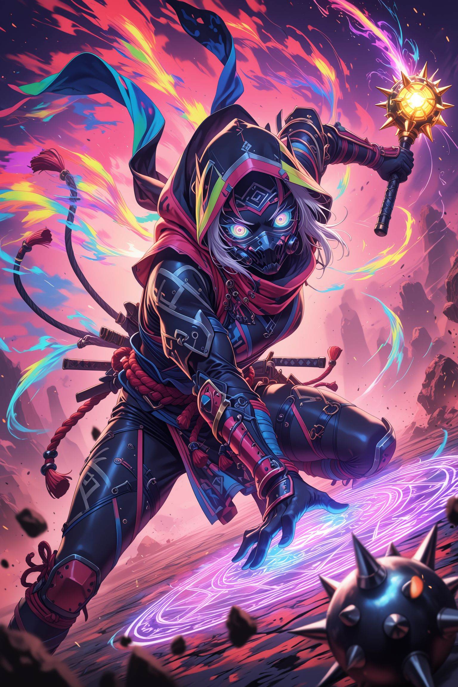 ninja,  ninja mask,  dynamic angle on Tensor.Art