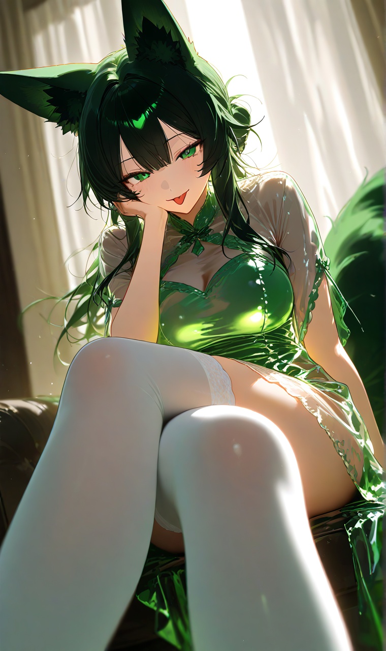 1girl,  fox girl,  black hair on Tensor.Art