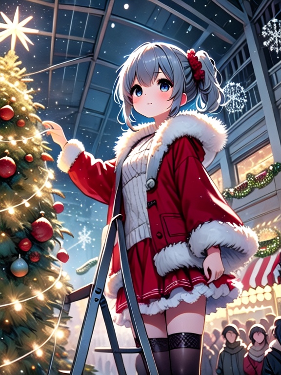 ((christmas tree with festive lights)),  ((cowboy shot)),  ((1girl)) on Tensor.Art