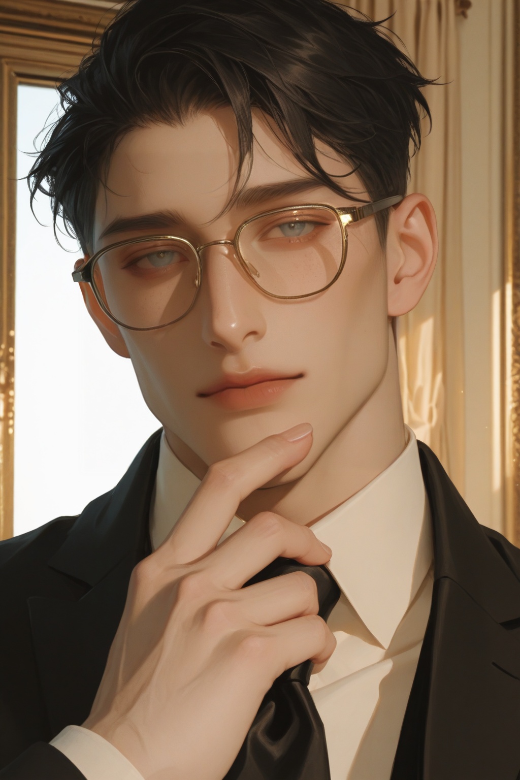 (((Muscular Single Man Focus))),  (((( 1 man ) A handsome young man with sharp facial features,  fair and smooth skin on T...