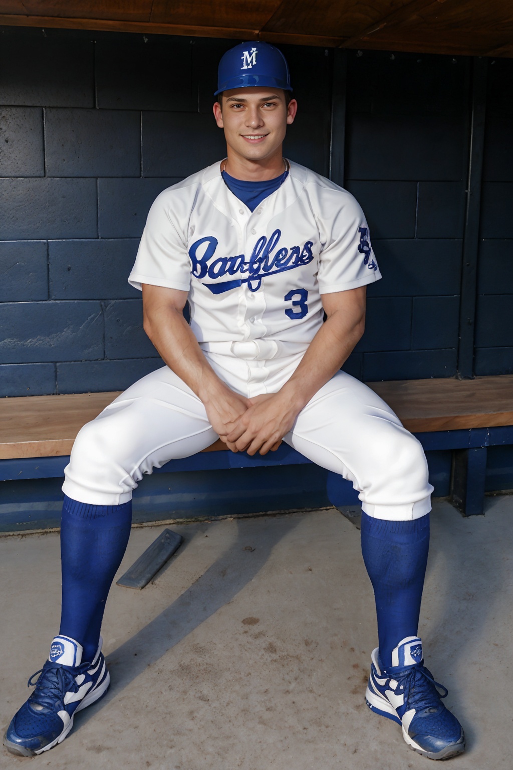 outdoors,  baseball field,  (in baseball dugout) on Tensor.Art