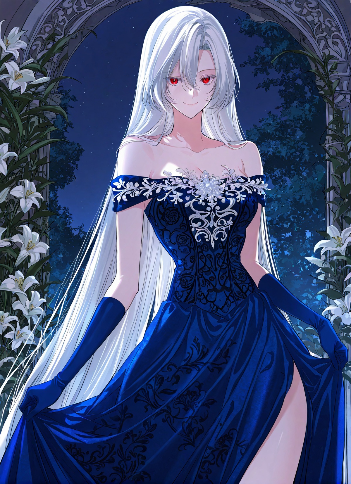 1 girl,  solo,  long white hair on Tensor.Art