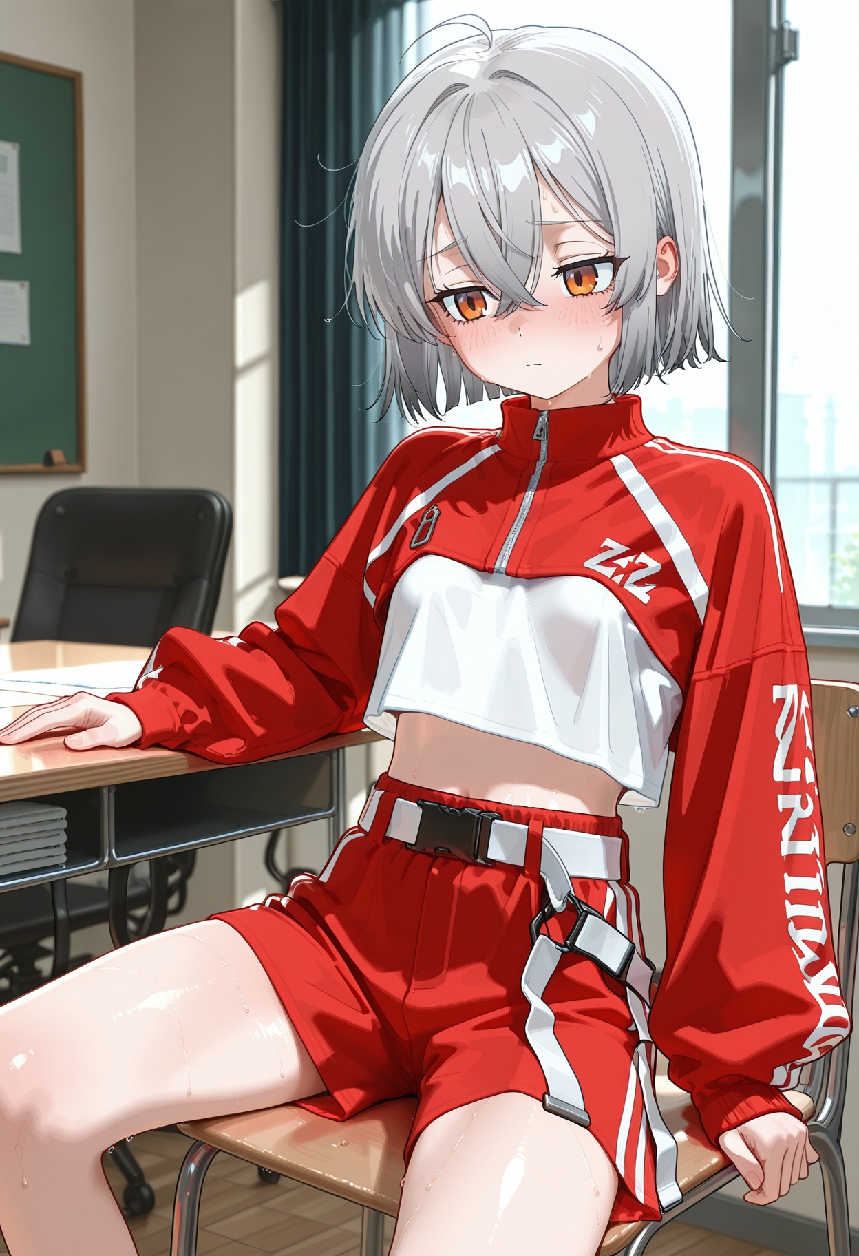 solo,  1girl,  crossed bangs on Tensor.Art