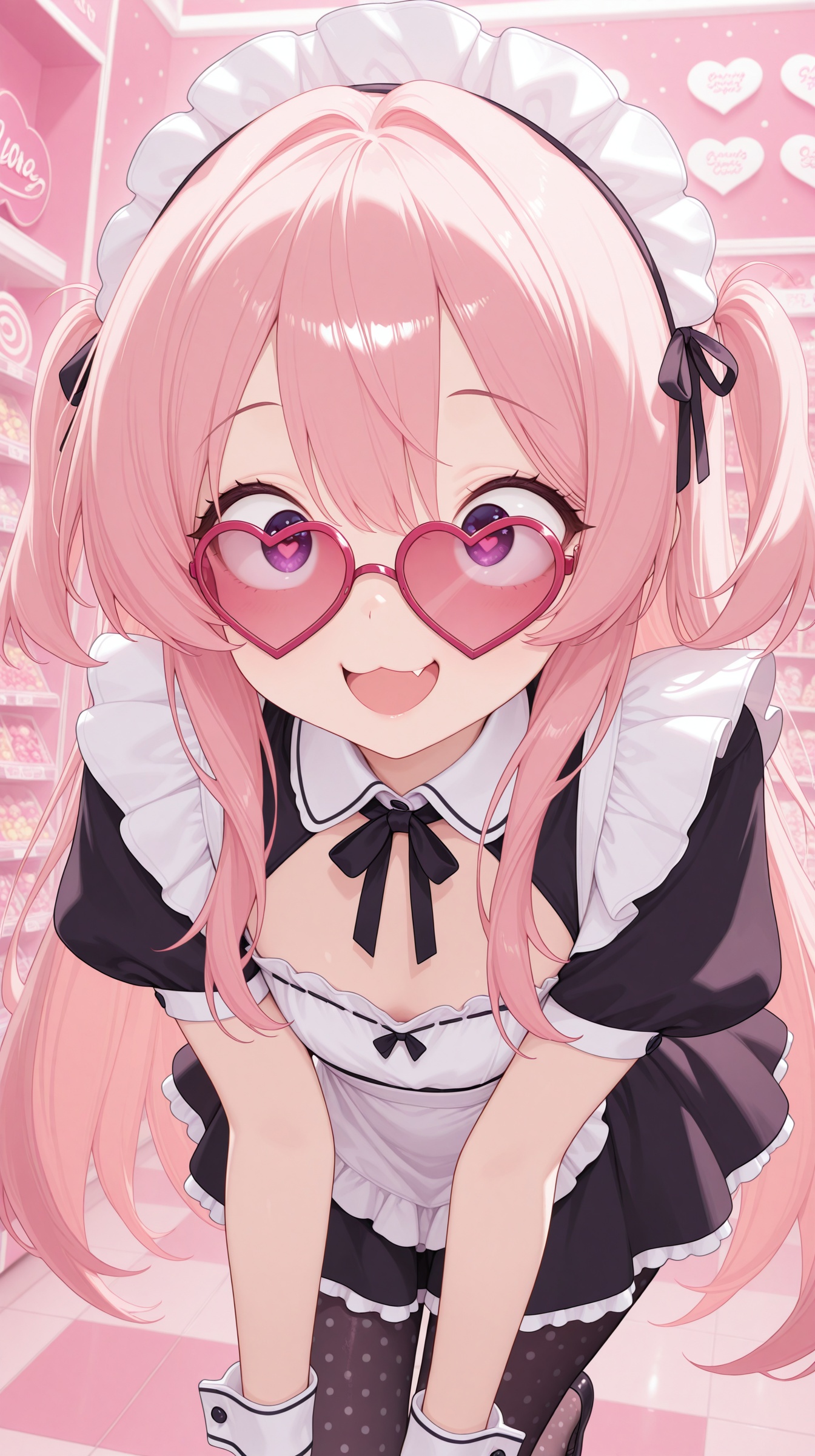 1girl,  heart-shaped glasses,  polka dot tights on Tensor.Art