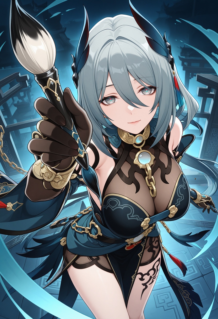 1girl,  hsr_hny,  grey eyes on Tensor.Art