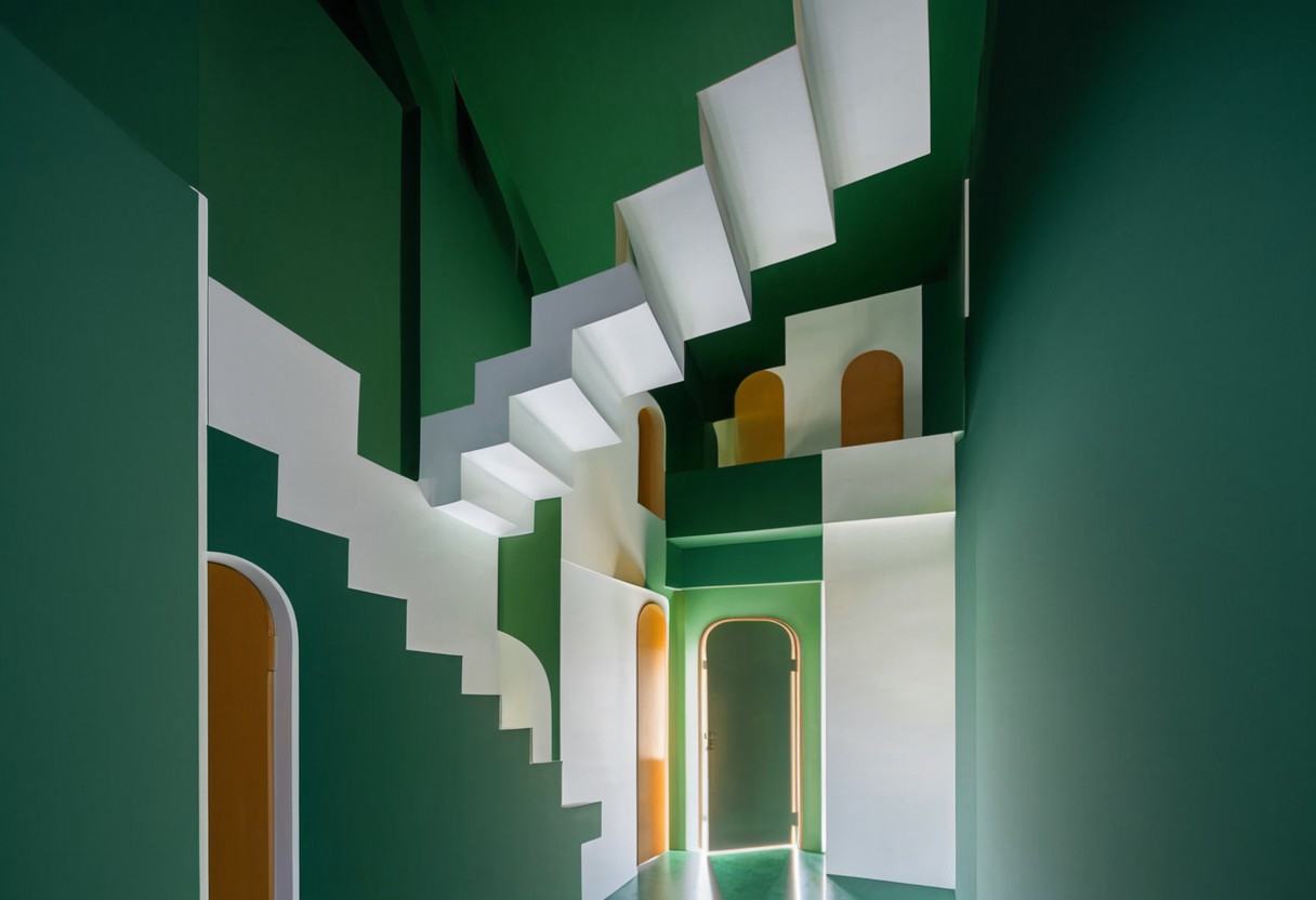 escher_stairs,  Escher style,  photograph on Tensor.Art
