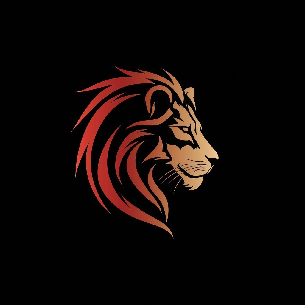 logo,lion,no humans, black background, simple background, whiskers, solo