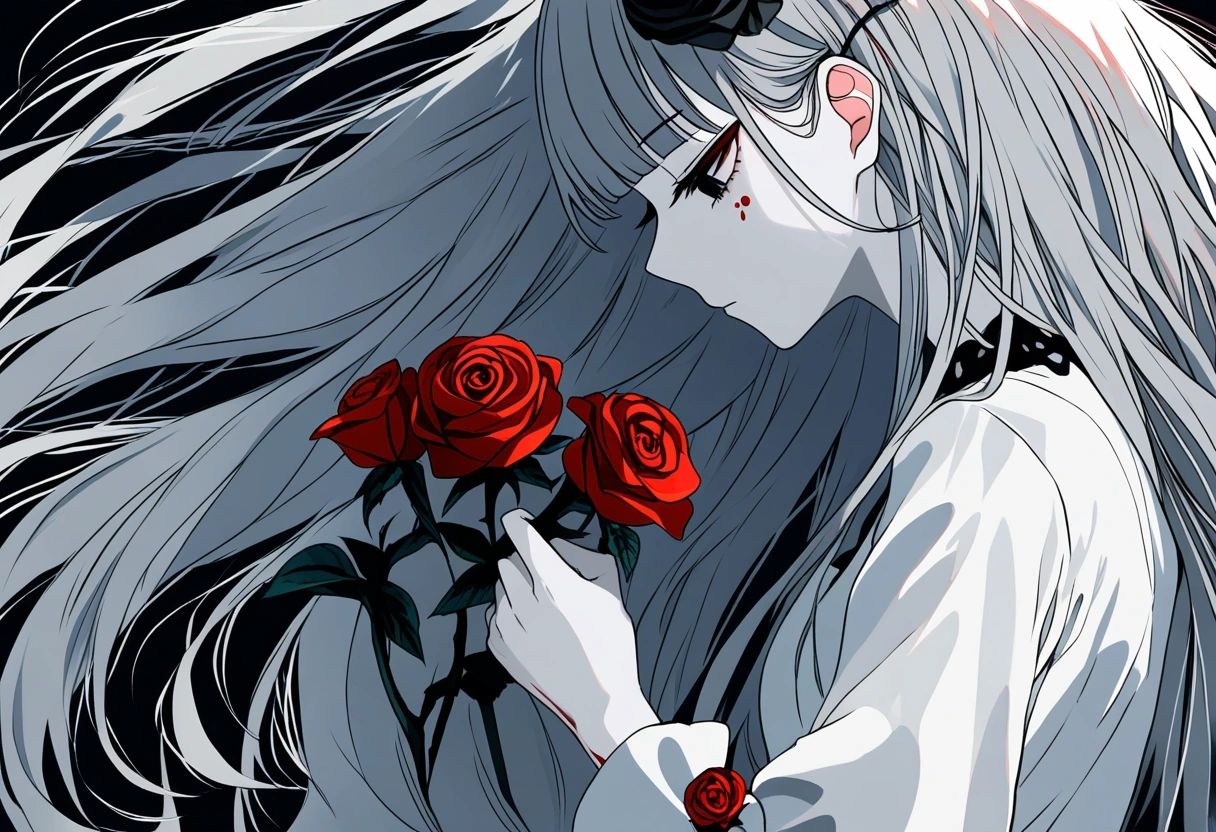 1girl,  general,  black theme on Tensor.Art