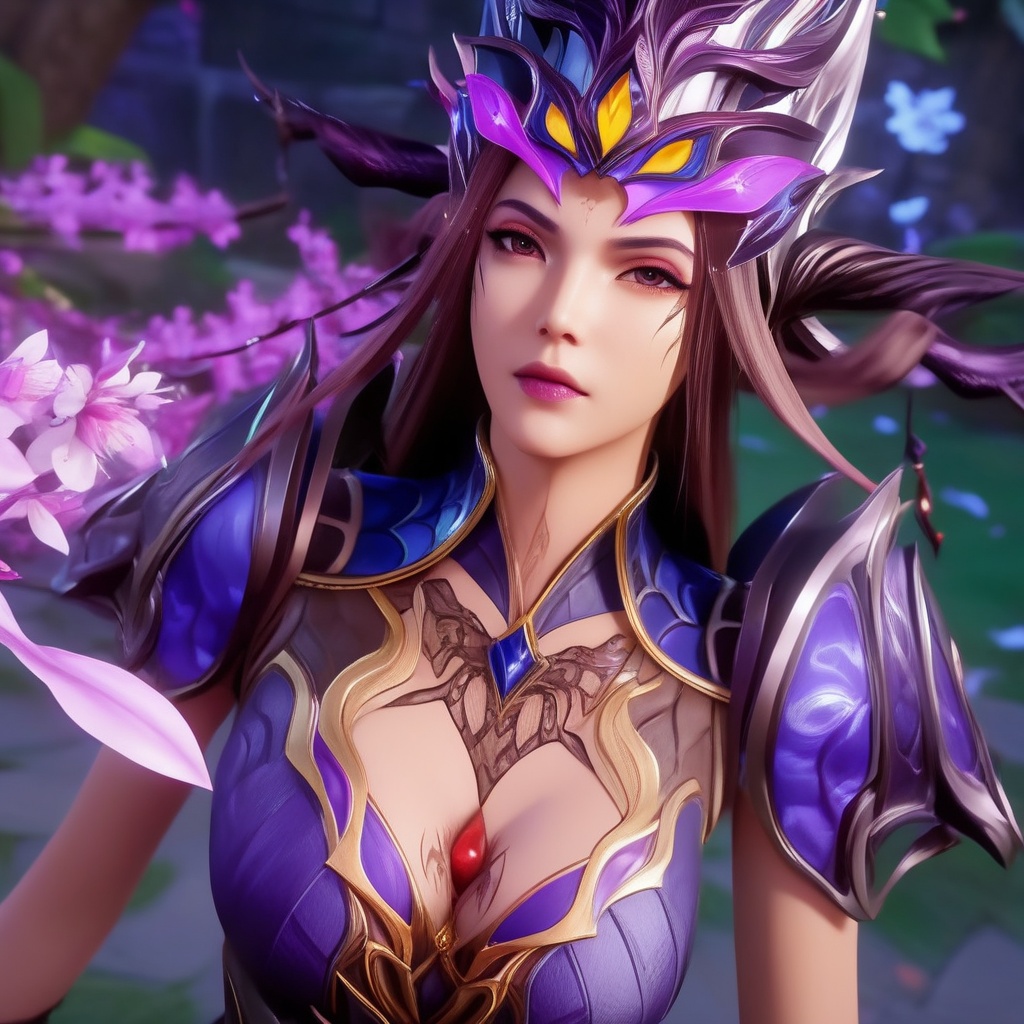 <lora:833-DA-XL-斗罗大陆-比比东-罗刹神:0.8>, (,1girl, ,best quality, ),,  ,ultra realistic 8k cg,, ,masterpiece, (( , )),, , , spirit blossom \(league of legends\),   ,   (cleavage),,  (), ,,