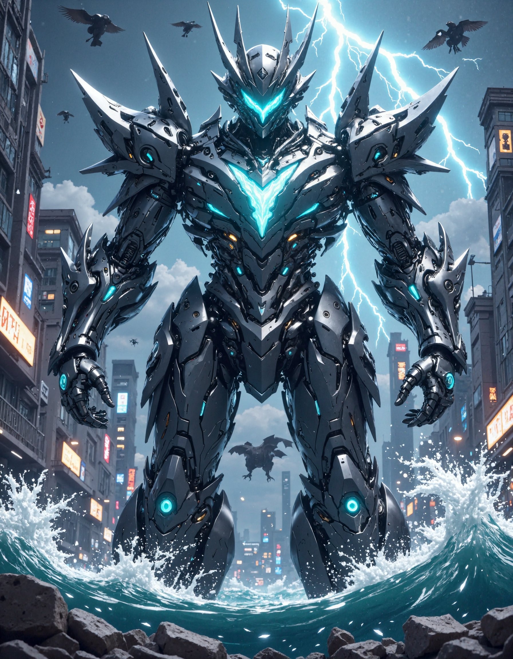 "A towering,  hyper-realistic mecha inspired by Pacific Rim,  designed for deep-sea and interdimensional combat. Its massi...