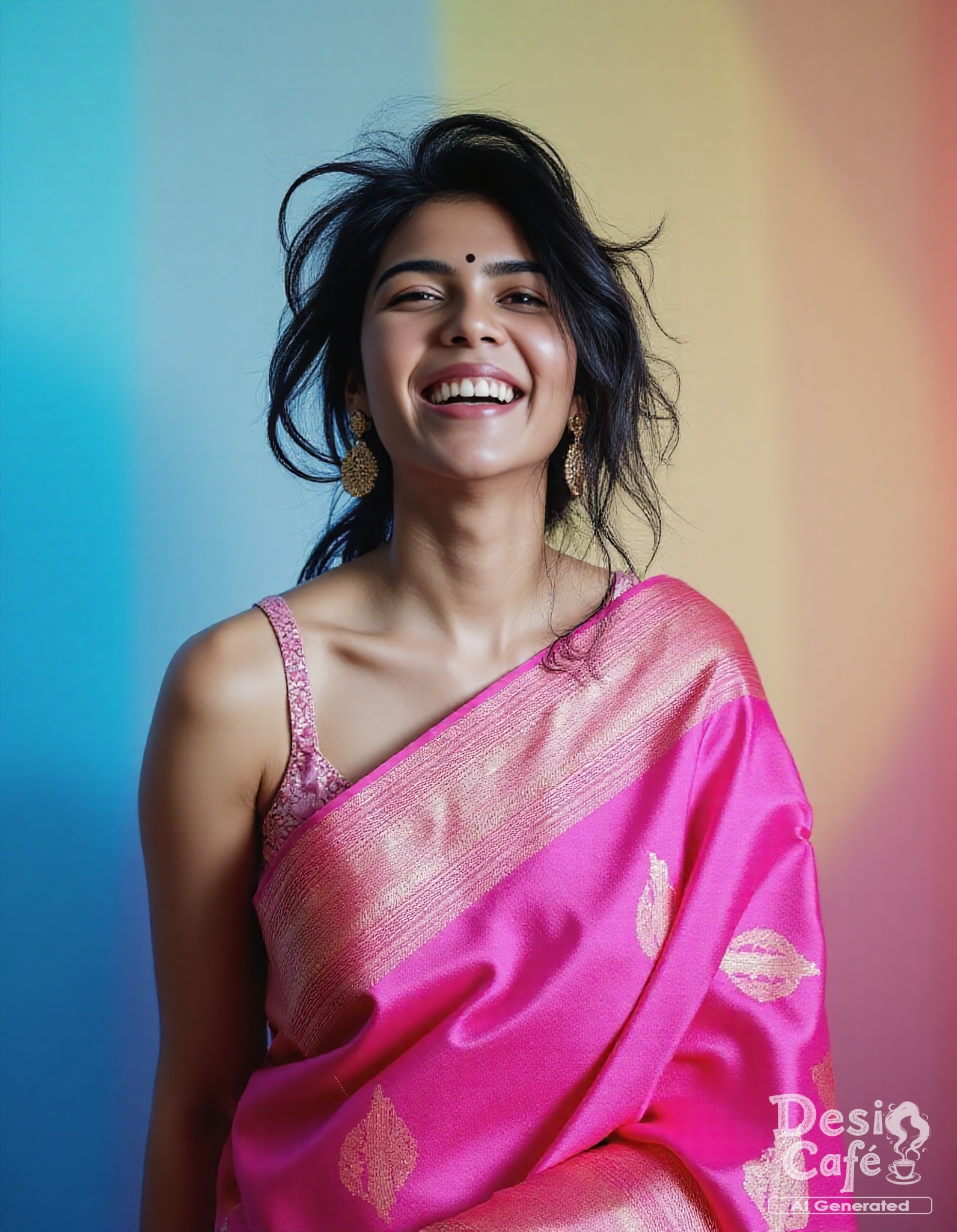 from front photo of K4ly4n1 woman,  hyper realistic photo that is safe for work,  laughing on Tensor.Art