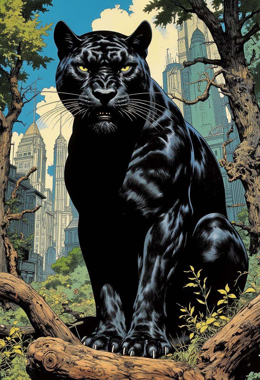 black panther ,  art by James C Christensen on Tensor.Art