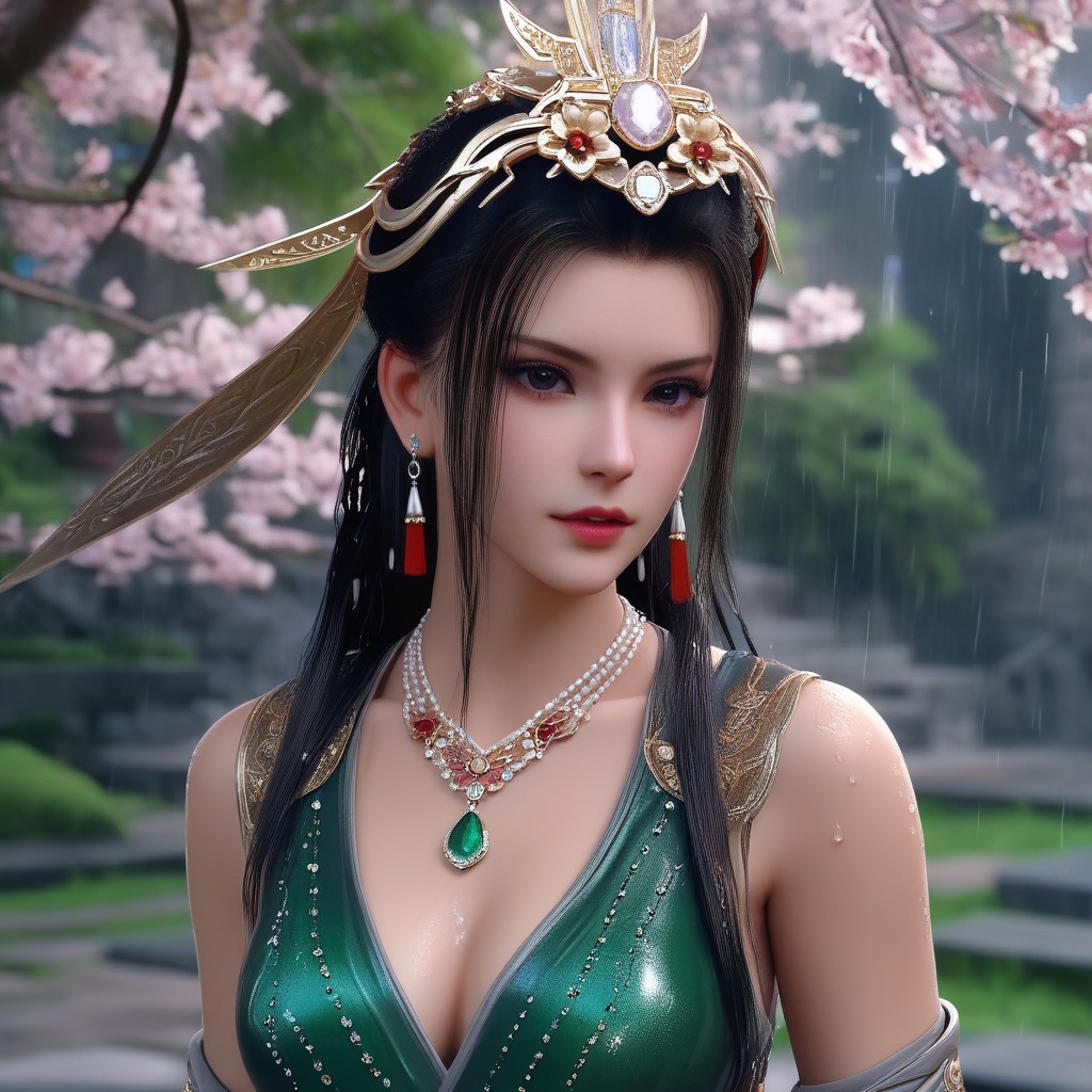 <lora:835-DA-XL-晏琉璃-婚服:0.8>, (,1girl, ,best quality, ),, ,ultra detailed 8k cg,            cinematic lighting, cinematic bloom, (( , )),,  , unreal, science fiction,  luxury, jewelry, diamond, pearl, gem, sapphire, ruby, emerald, intricate detail, delicate pattern, charming, alluring, seductive, erotic, enchanting, hair ornament, necklace, earrings, bracelet, armlet,halo,masterpiece, (( , )),, realistic,science fiction,mole, ,cherry blossoms,(((, , ultra high res, (photorealistic:1.4), raw photo, 1girl, wet clothes, rain, sweat, ,wet, )))(( , ))   (cleavage),,  (),