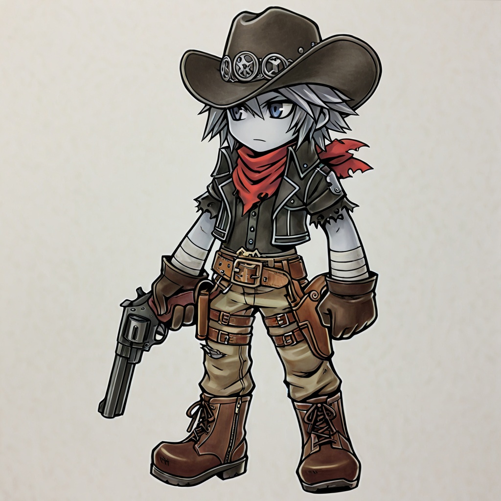 hat,  gun,  gloves on Tensor.Art