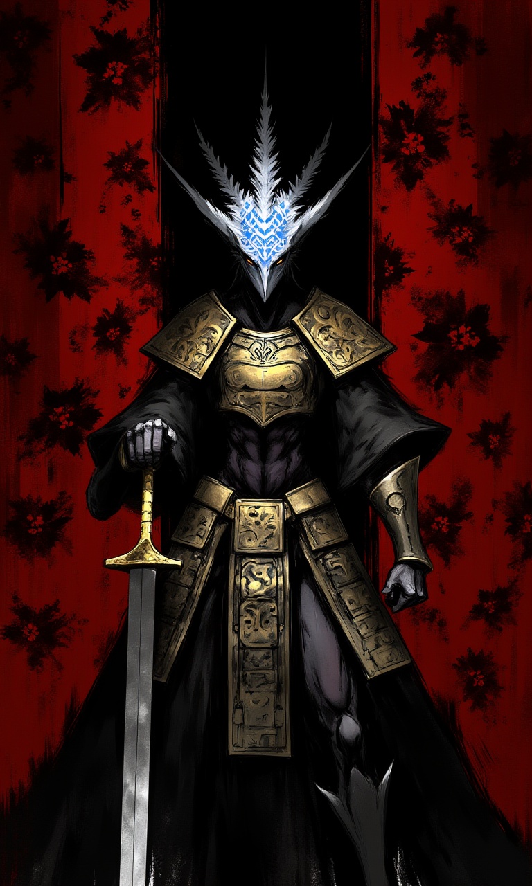 DarkPulse,  The image is a digital illustration of a demonic figure with a dark and ominous appearance. The figure is stan...
