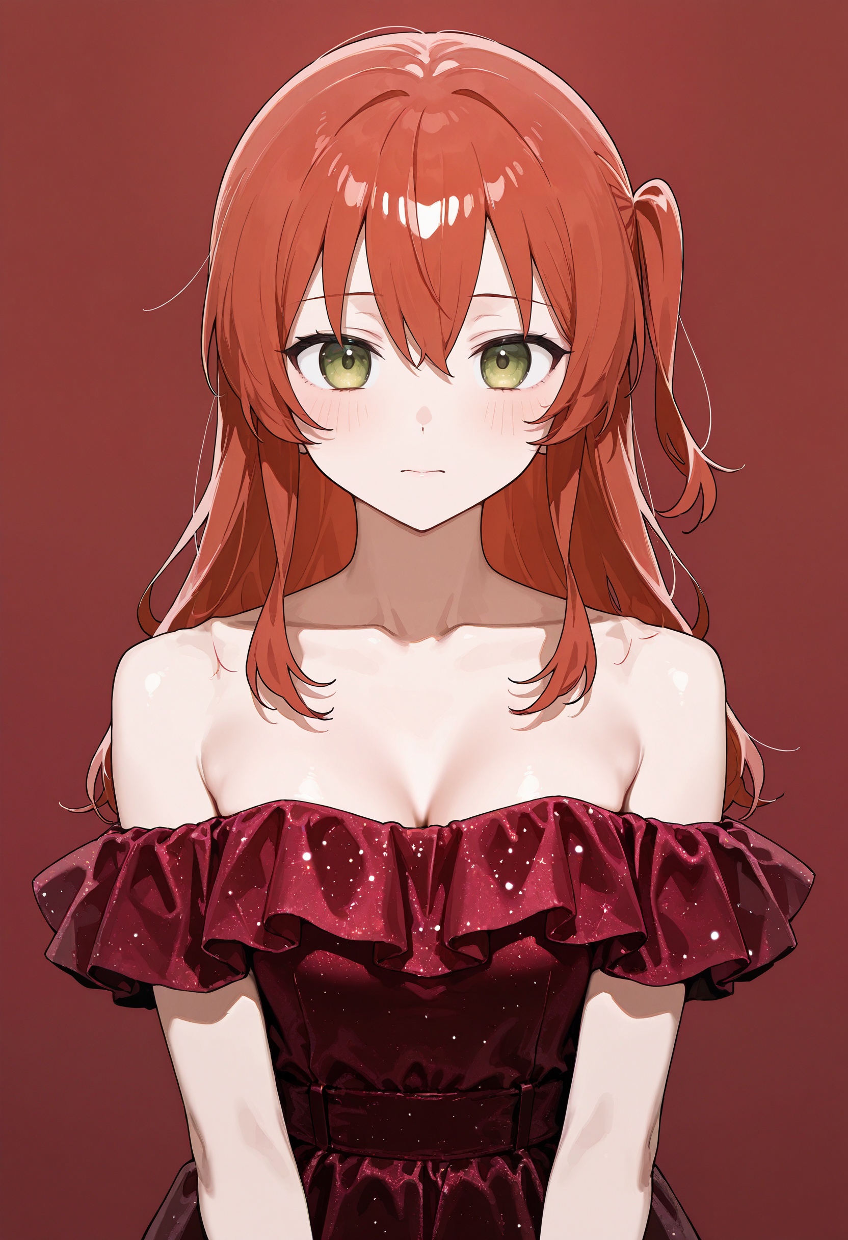 solo,  1girl,  red velvet dress on Tensor.Art
