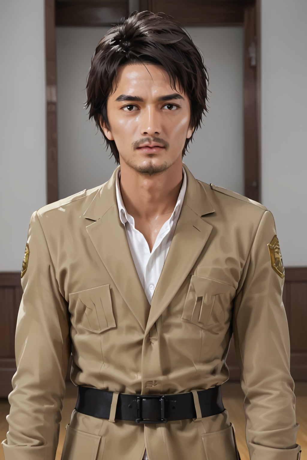 Mitsuhiko Ishibori, black hair, 1boy, male focus, realistic, facial hair, brown hair, short hair<lora:石崛光彦:0.8>
