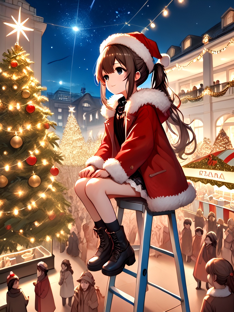 score_9,  source_anime,  christmas tree with festive lights on Tensor.Art
