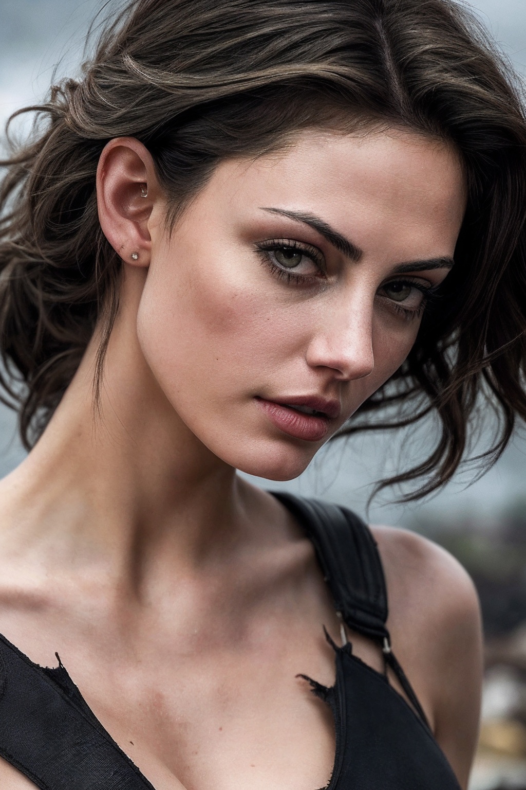 PhoebeT_SoloTI_v1,  (In a tattered,  once-black combat outfit on Tensor.Art