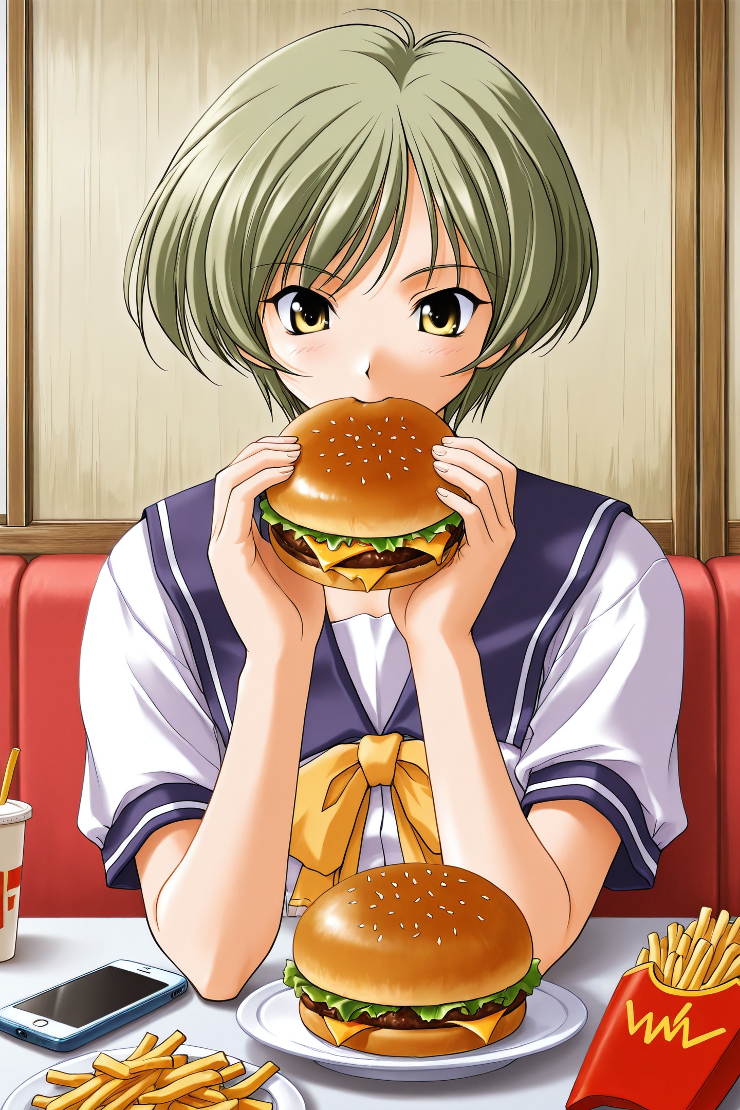Otowa Kaoru,  1girl,  burger on Tensor.Art