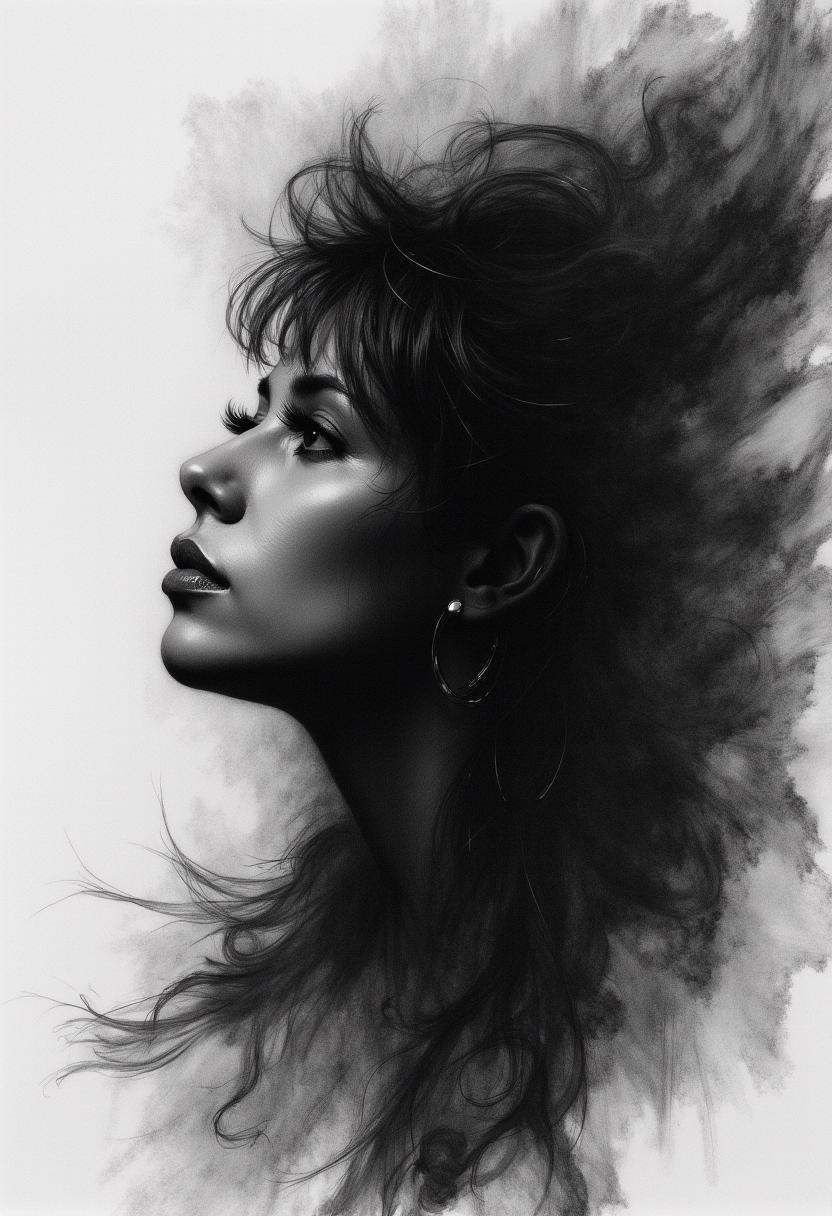 Charcoal drawing,  Volumetric lighting,  silhouette art on Tensor.Art