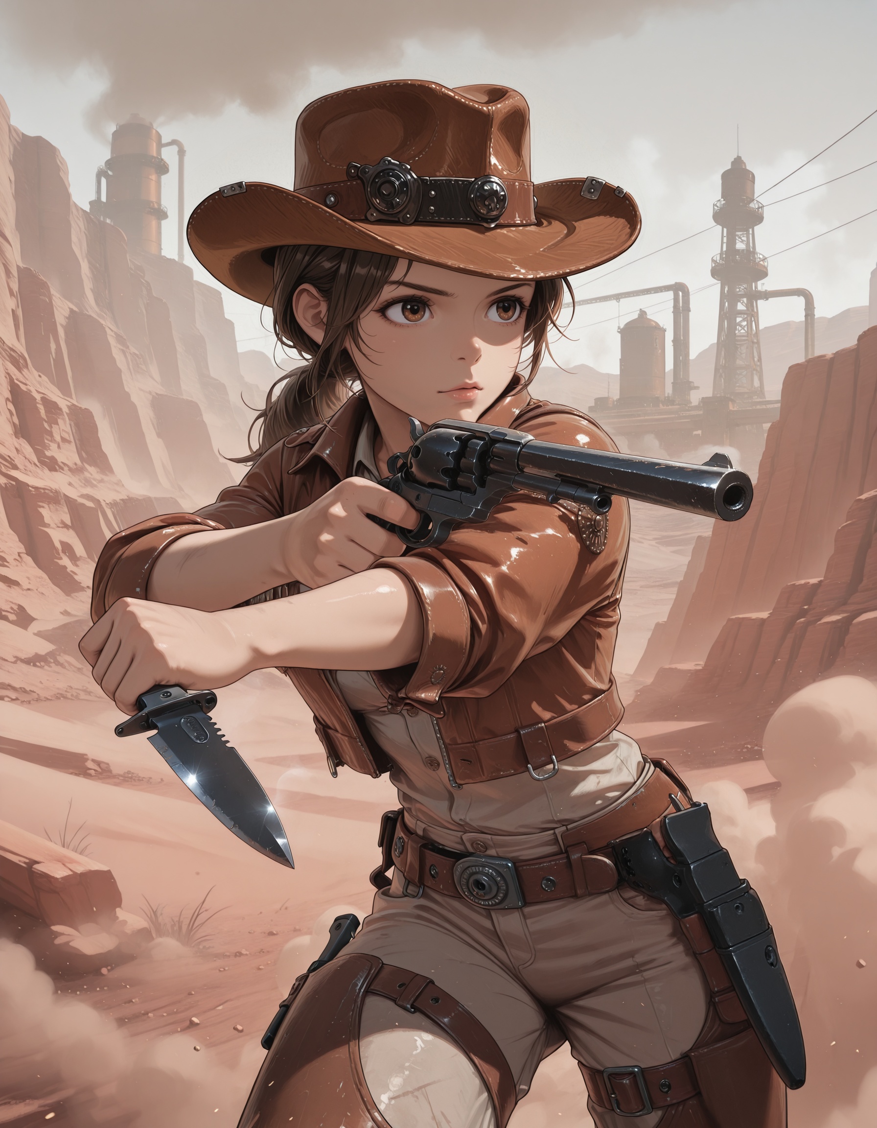 1girl,  brown eyes,  pistol_x_tac_knife on Tensor.Art