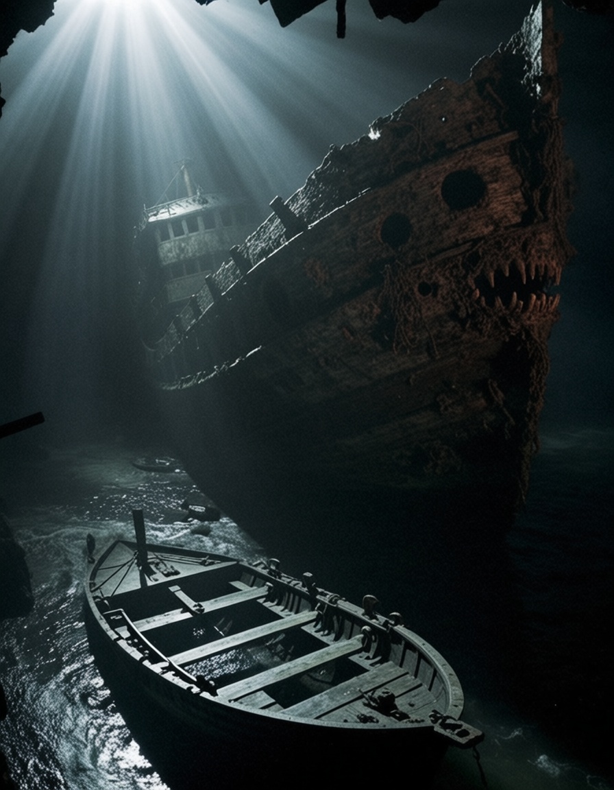ghostly shipwreck,  suspenseful,  haunted on Tensor.Art