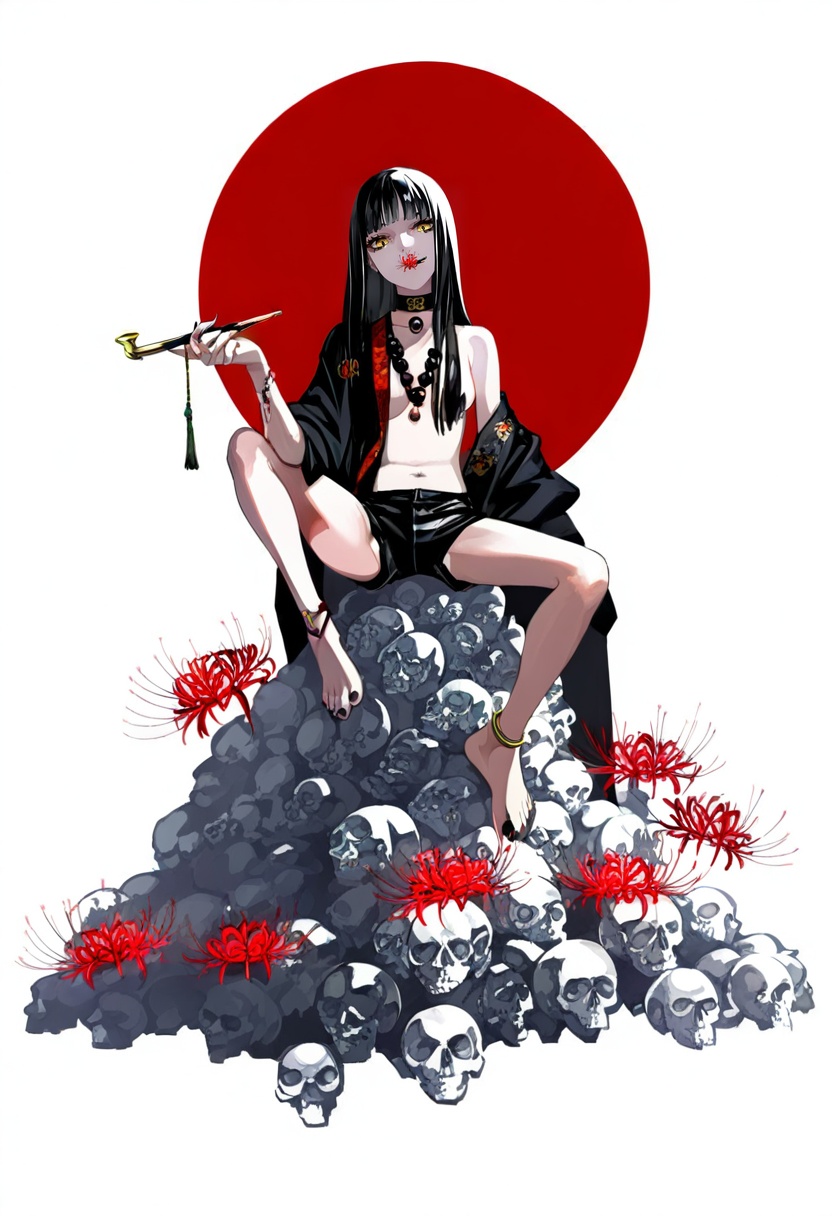 skull,  smoking pipe,  1girl on Tensor.Art