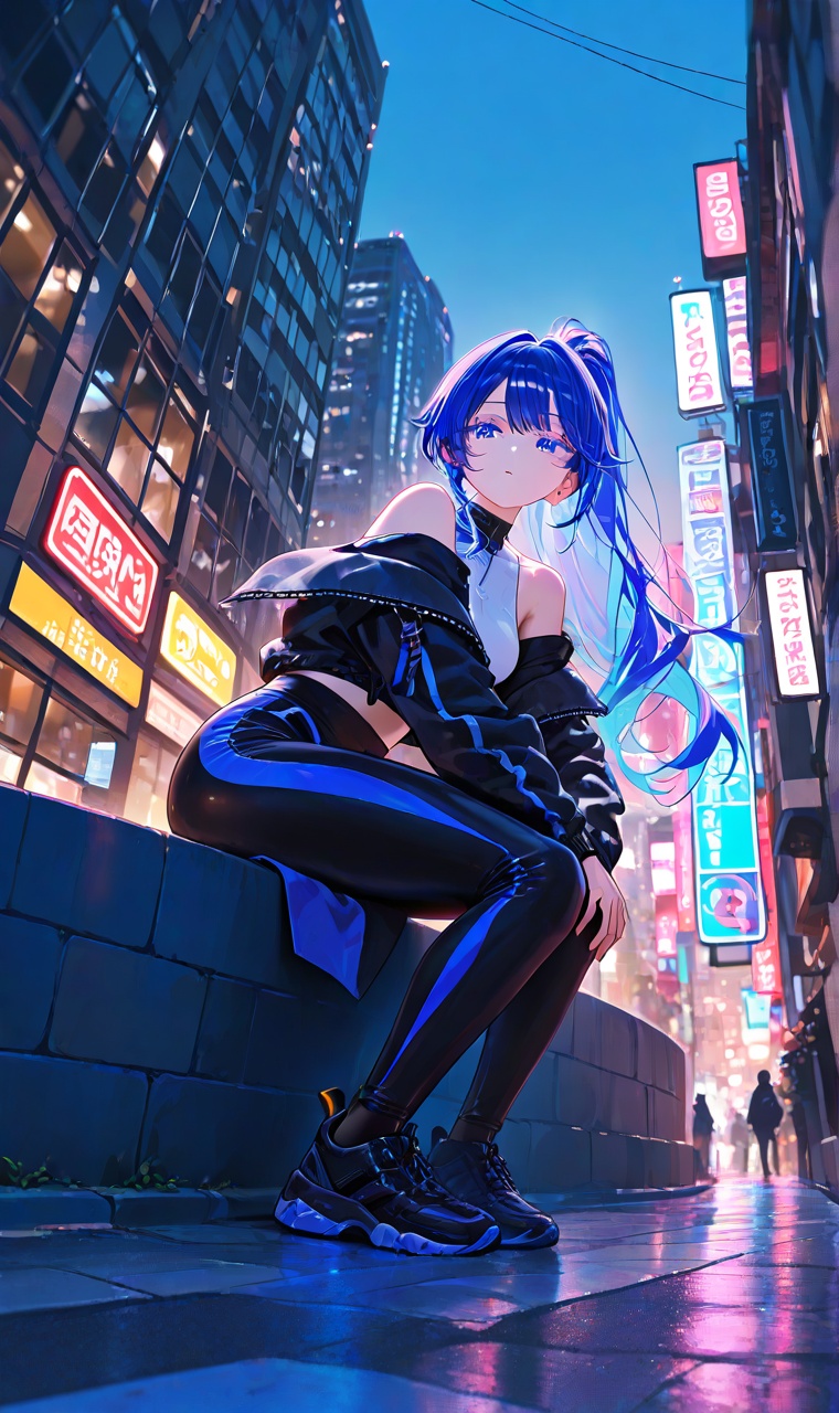 1girl,  black-blue hair,  colored inner hair on Tensor.Art