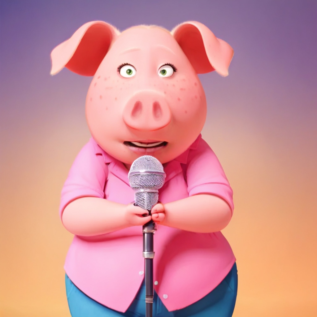 rositasing,  pig,  pink shirt on Tensor.Art