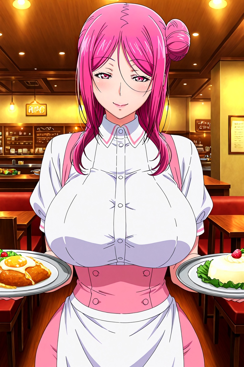 front view,  restaurant,  waitress on Tensor.Art
