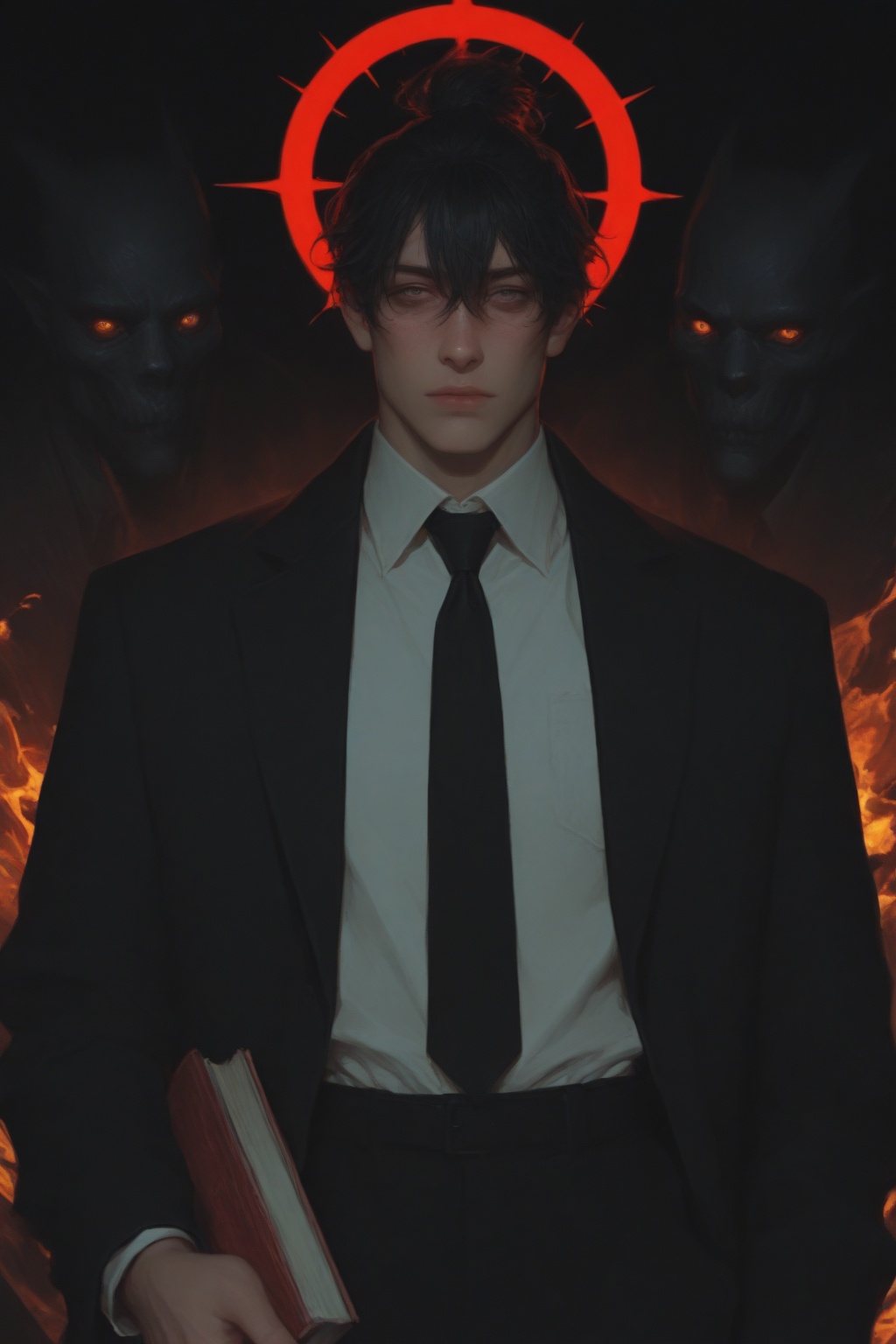 black hair,  necktie,  shirt on Tensor.Art