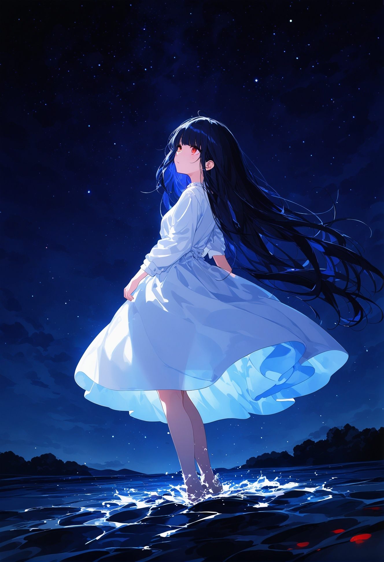 1girl,  black hair,  blunt bangs on Tensor.Art