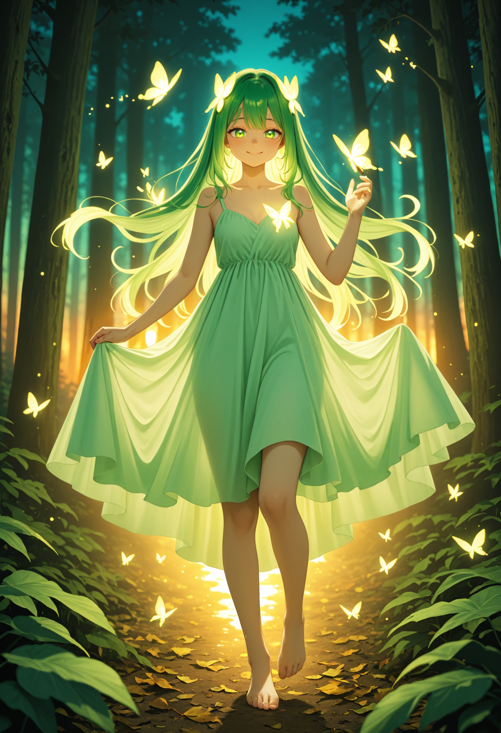 forest spirit,  magical nature girl,  leaves in hair on Tensor.Art