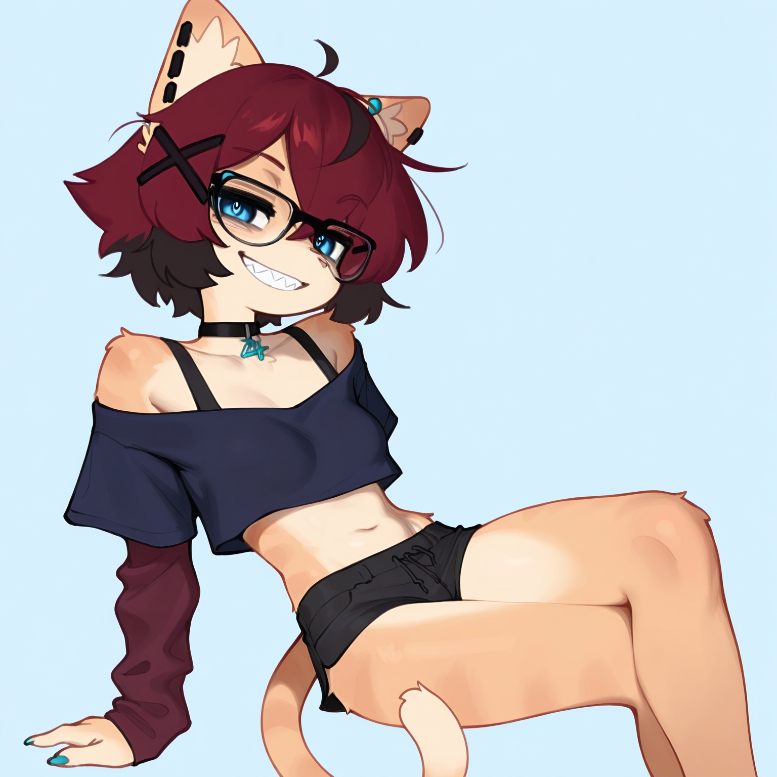 aeiou,  glasses,  ear piercing on Tensor.Art