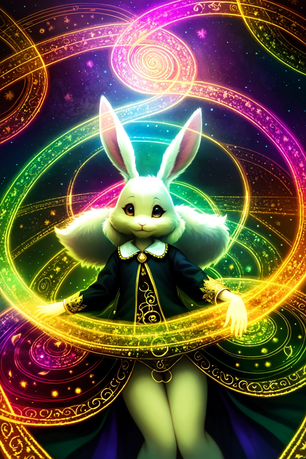 haru floating,  furry female anthro,  rabbit girl on Tensor.Art
