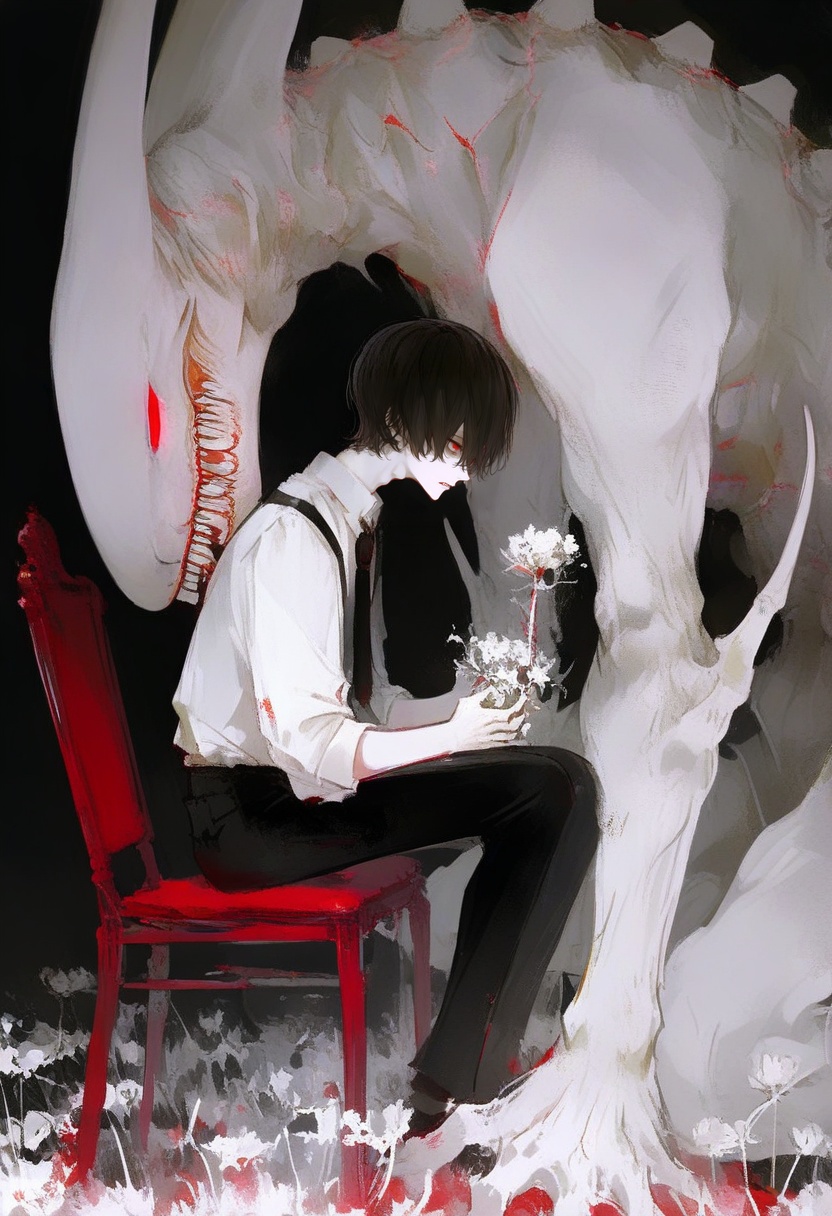 sitting,  black pants,  shirt on Tensor.Art