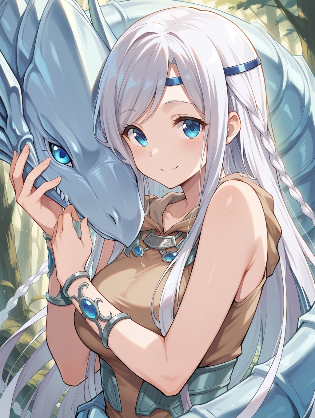 maiden with eyes of blue,  1girl,  dragon on Tensor.Art
