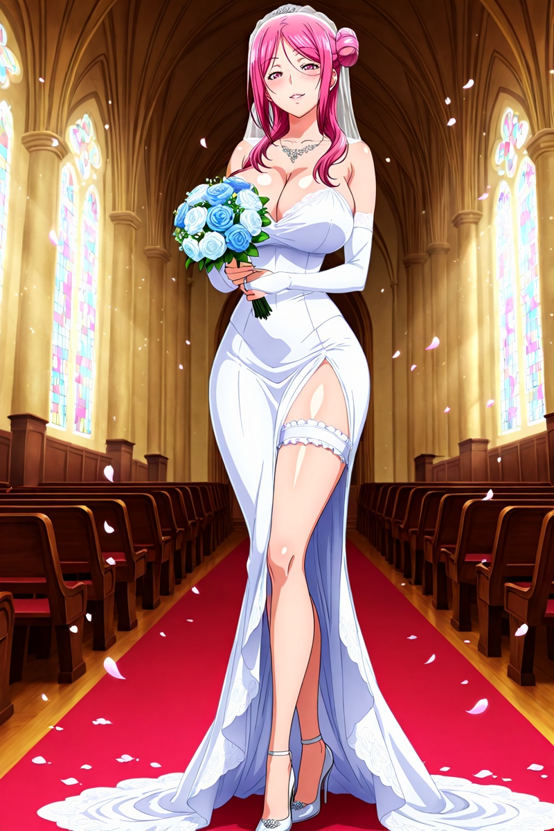 front view,  church,  wedding dress on Tensor.Art