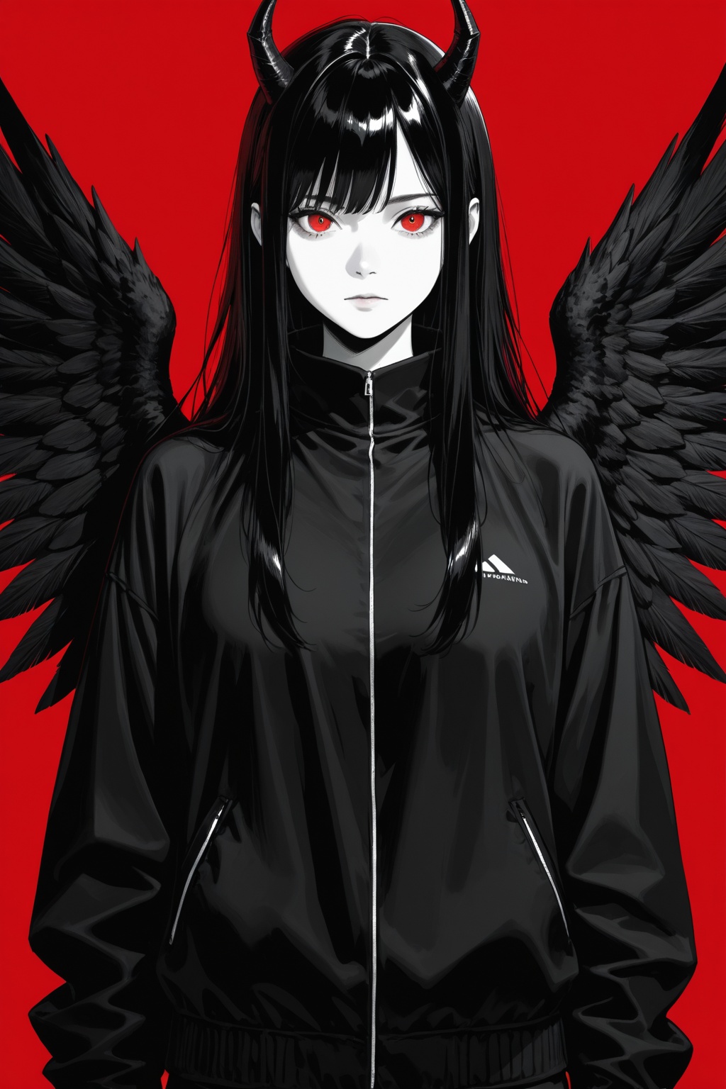 1girl,  red background,  solo on Tensor.Art