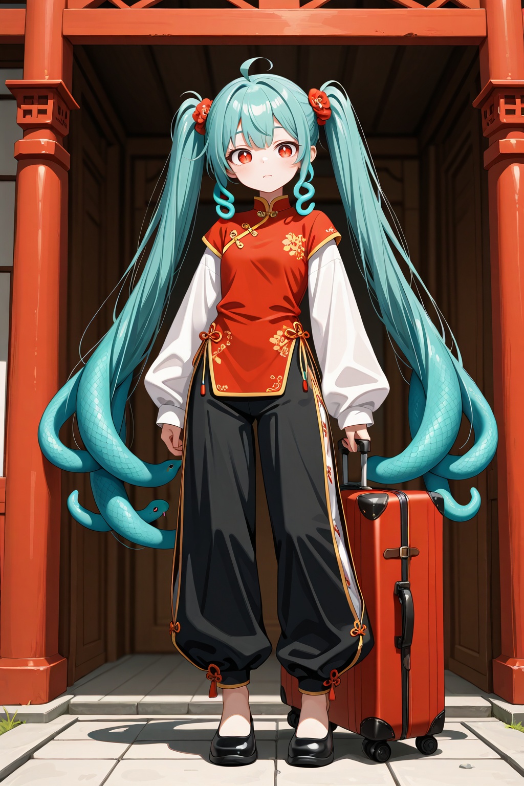 1girl,  aqua_hair,  architecture on Tensor.Art