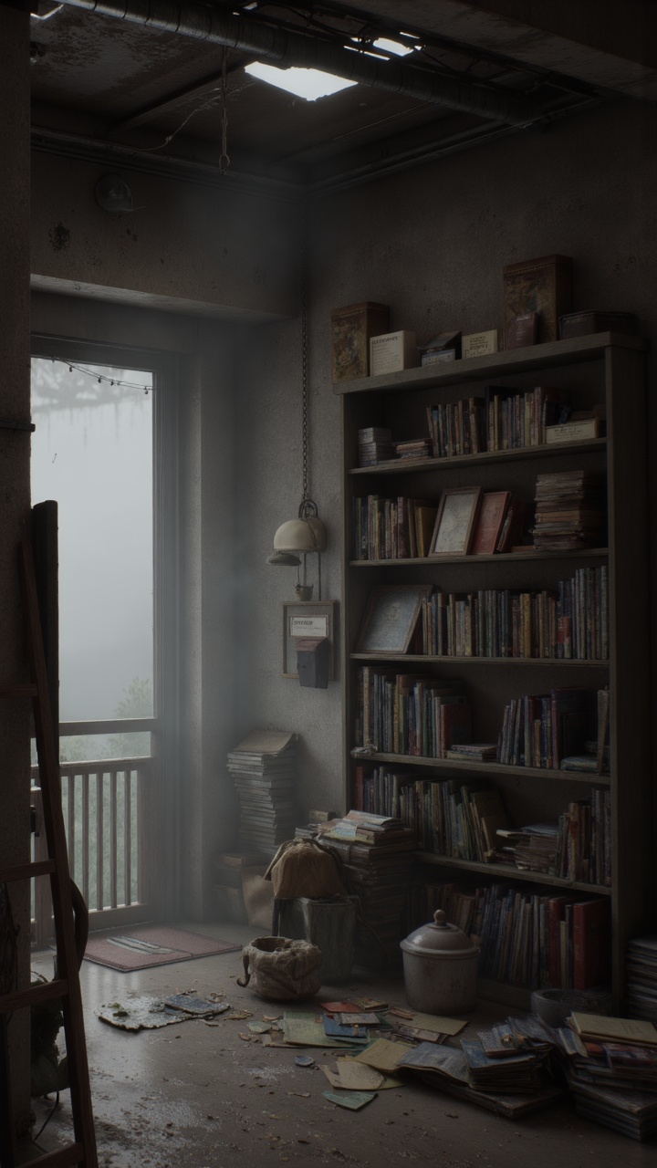 Write a scene where a person discovers a hidden message in a Silent Hill bookstore. ,  aidmasilenthill on Tensor.Art