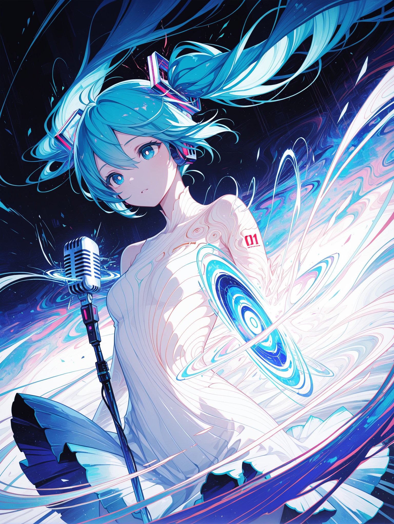 1girl,  hatsune miku,  white pupils on Tensor.Art