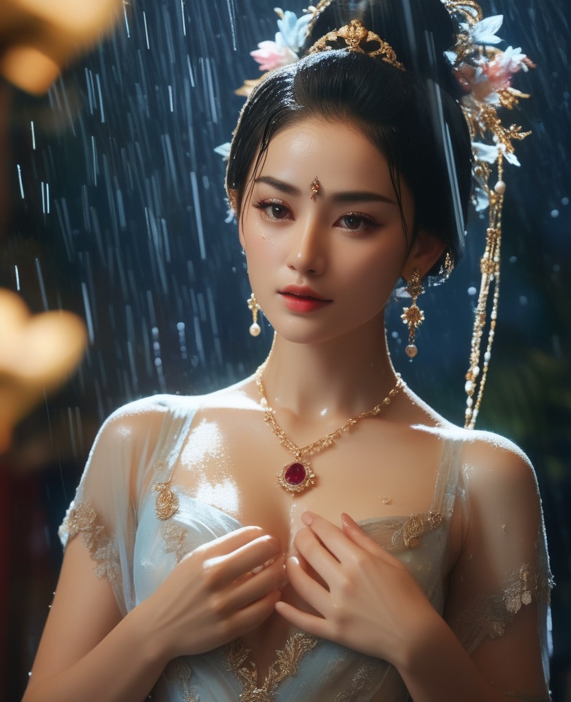<lora:831-DA-XL-国风E:0.8>, ultra realistic 8k cg,picture-perfect face,flawless,clean,masterpiece,professional artwork,famous artwork,cinematic lighting,cinematic bloom,fantasy,dreamlike,unreal,science fiction,(()),(rich:1.4),prestige,luxury,jewelry,diamond,gold,pearl,gem,sapphire,ruby,emerald,intricate detail,delicate pattern,sexy,charming,alluring,seductive,erotic,enchanting,hair ornament,necklace,earrings,bracelet,armlet,((((,,lace ,pov, vaginal,after rape, after ejaculation, , after vaginal,    , gigantic breasts, ,, ,, , ,,  looking at viewer,facing viewer,,  torn ,,  , , wet, sweat, tears, rain,  see-through, cum, cum on breasts,  nsfw)))),