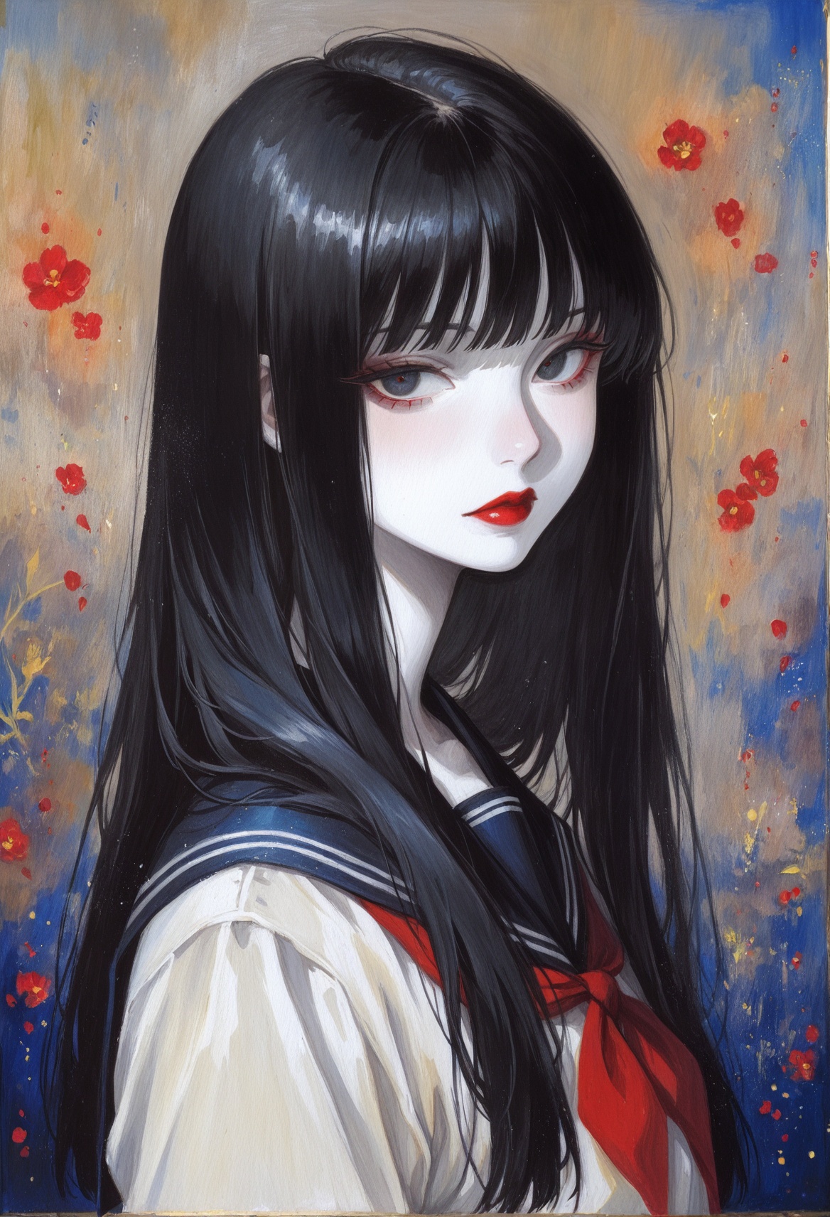 1girl,  bangs,  black hair on Tensor.Art