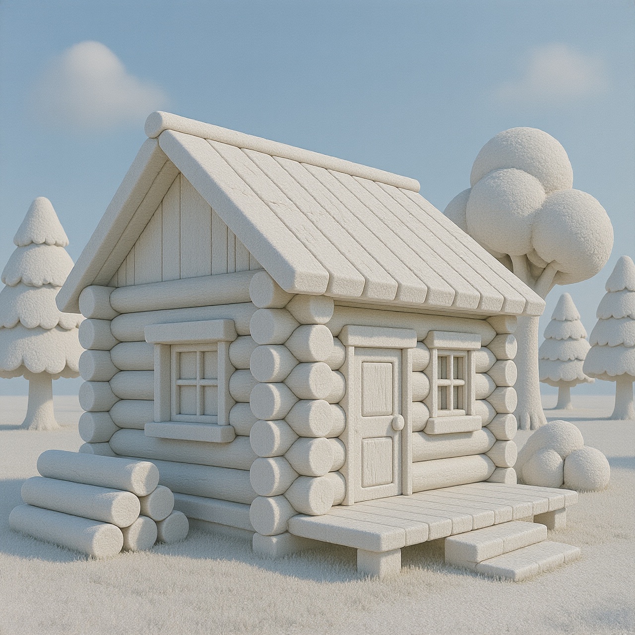 white styr0f04m log cabin on Tensor.Art