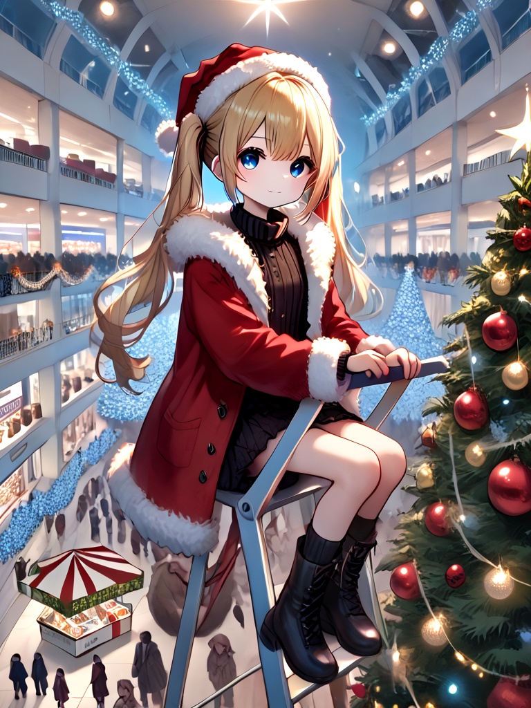 score_9,  source_anime,  christmas tree with festive lights on Tensor.Art